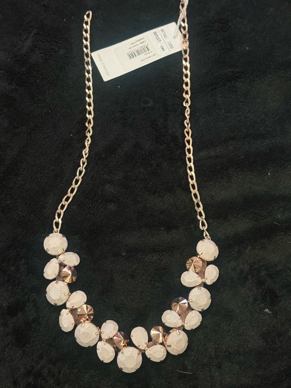 Anne Fontaine Rose Gold and Champagne Cluster Necklace